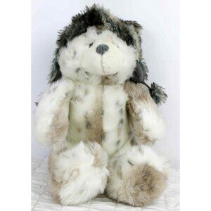 Levtex Baby Bear Plush Bomber Hat Snow Grizzly White Grey 14" tall